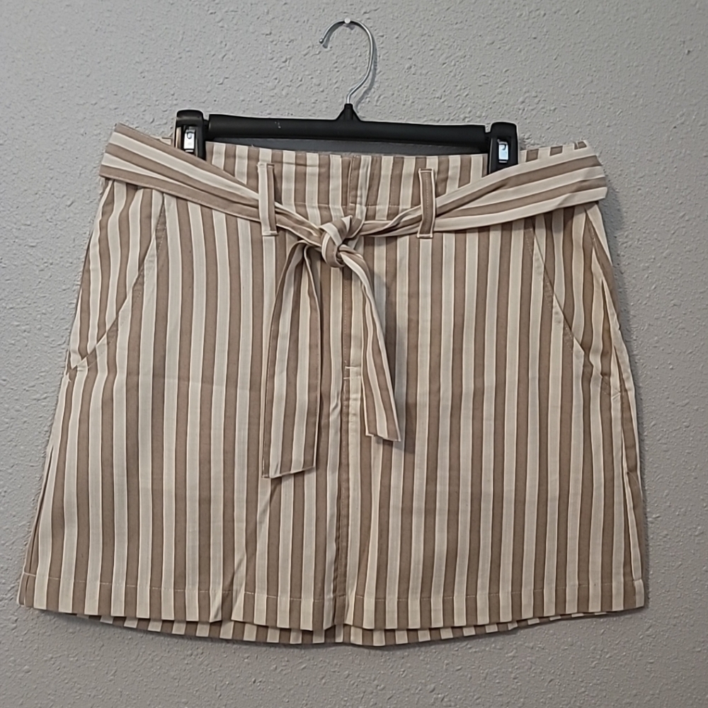 Indigo Rein Taupe & Ivory Stripe Skirt Size 11